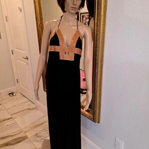 Chic Black and Tan Backless Dress